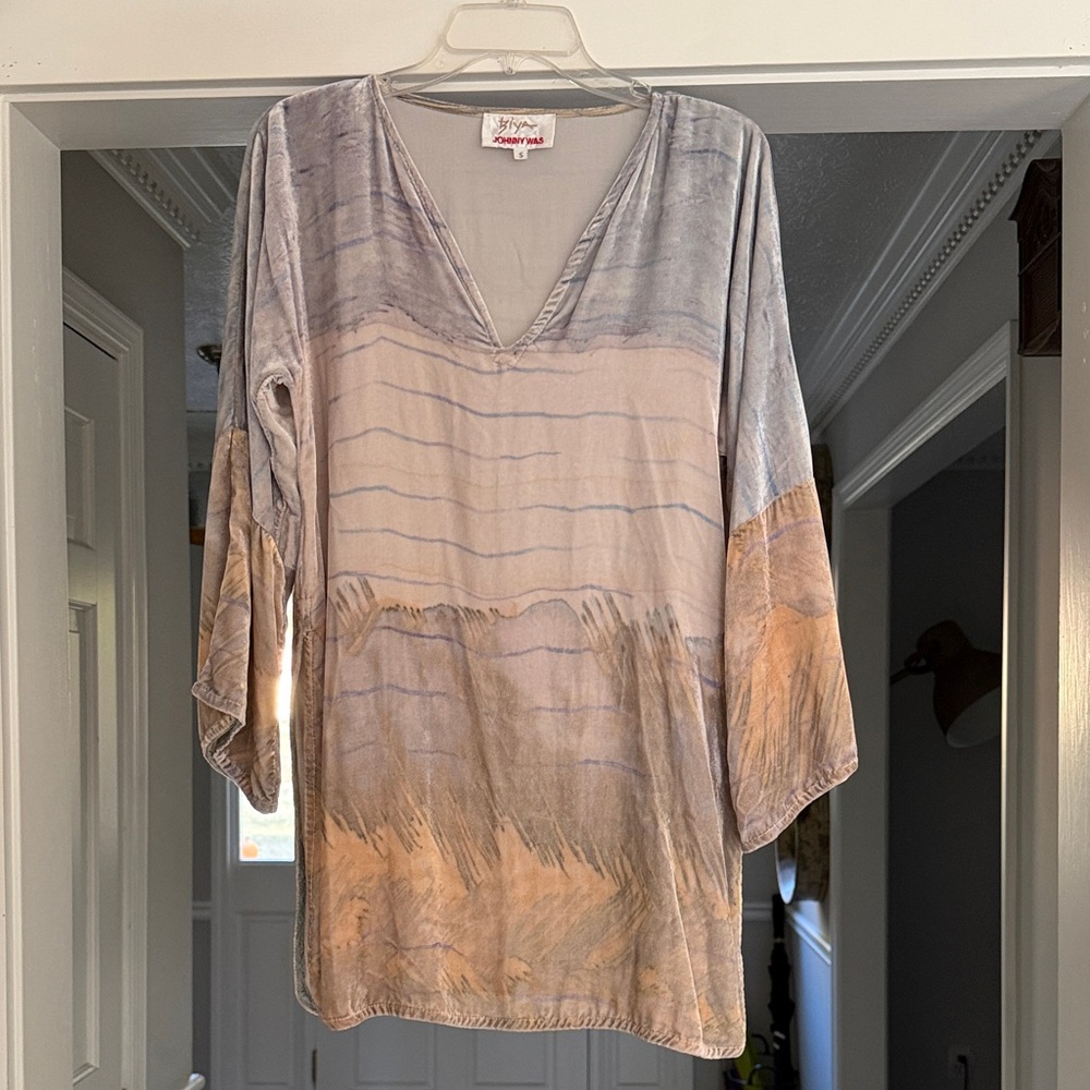 Johnny Was Velvet Boho V-Neck Tunic Top